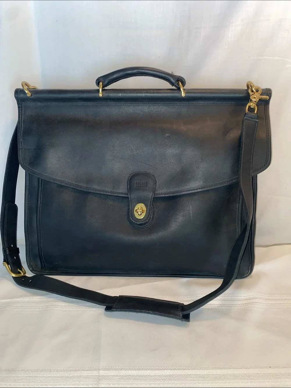 Vintage 5266 Coach Beekman Black Leather Briefcase with Gold Hardware